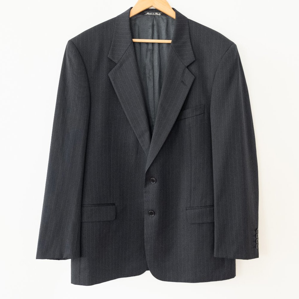 Valentino Pinstripe Grey/Blue Two Button Blazer